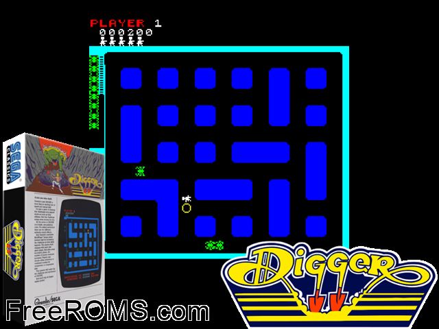 Digger NES game showing 3D box cover and gameplay screenshot