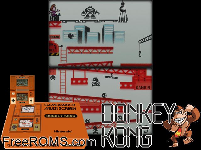 Donkey Kong NES game showing 3D box cover and gameplay screenshot