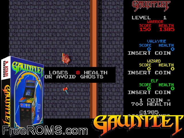 Gauntlet NES game showing 3D box cover and gameplay screenshot