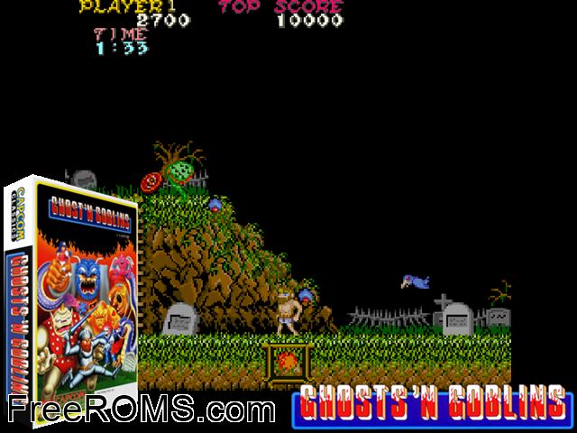 Ghosts n' Goblins NES game showing 3D box cover and gameplay screenshot