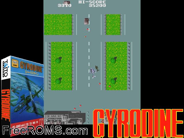 Gyrodine NES game showing 3D box cover and gameplay screenshot
