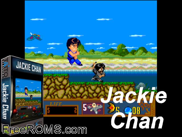 Jackie Chan's Kung Fu Jap NES game showing 3D box cover and gameplay screenshot