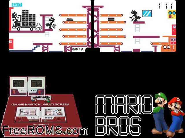 Mario Bros NES game showing 3D box cover and gameplay screenshot