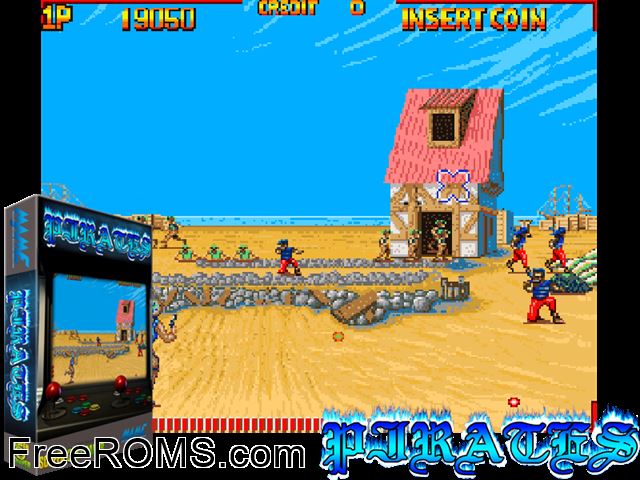 Pirates NES game showing 3D box cover and gameplay screenshot