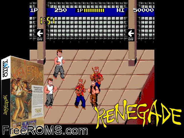 Renegade NES game showing 3D box cover and gameplay screenshot