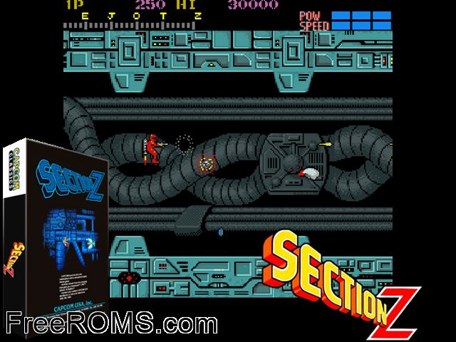 Section-Z NES game showing 3D box cover and gameplay screenshot