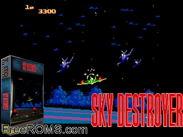 Sky Destroyer NES game showing 3D box cover and gameplay screenshot