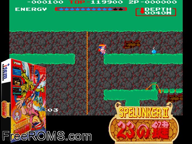 Spelunker II Jap NES game showing 3D box cover and gameplay screenshot