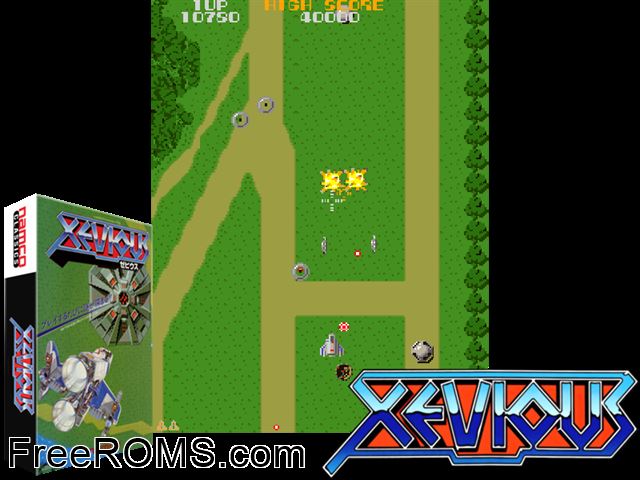 Xevious NES game showing 3D box cover and gameplay screenshot