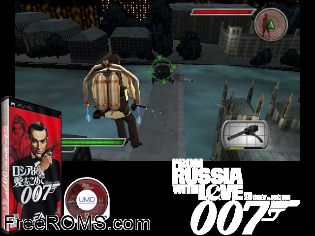007 - russia yori ai o komete (japan) PSP game showing 3D box cover and gameplay screenshot
