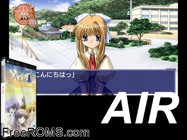 Air (Japan) PSP game showing 3D box cover and gameplay screenshot