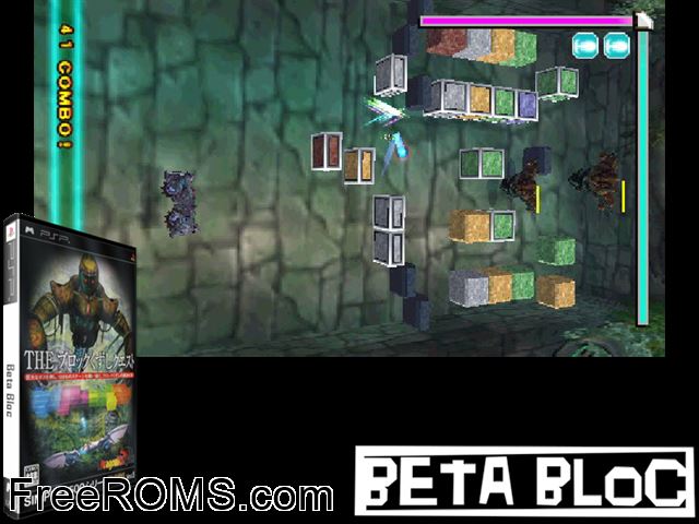 Beta Bloc (Europe) PSP game showing 3D box cover and gameplay screenshot
