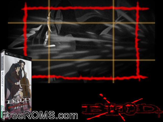 Blood+ Final Peace (Japan) PSP game showing 3D box cover and gameplay screenshot