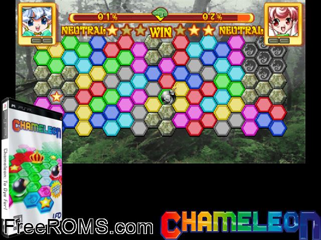 Chameleon PSP game showing 3D box cover and gameplay screenshot