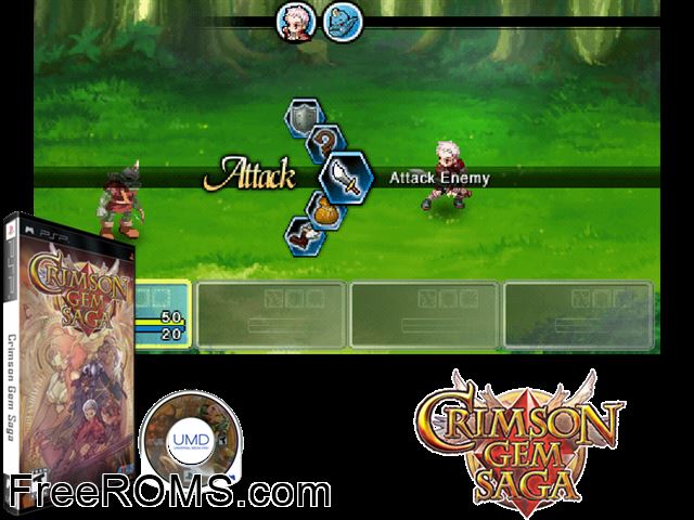 Crimsongem Saga (China) PSP game showing 3D box cover and gameplay screenshot