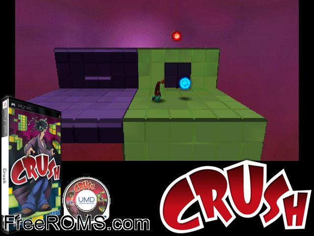 Crush PSP game showing 3D box cover and gameplay screenshot
