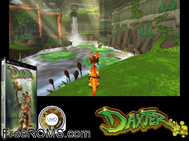 Daxter (Korea) PSP game showing 3D box cover and gameplay screenshot