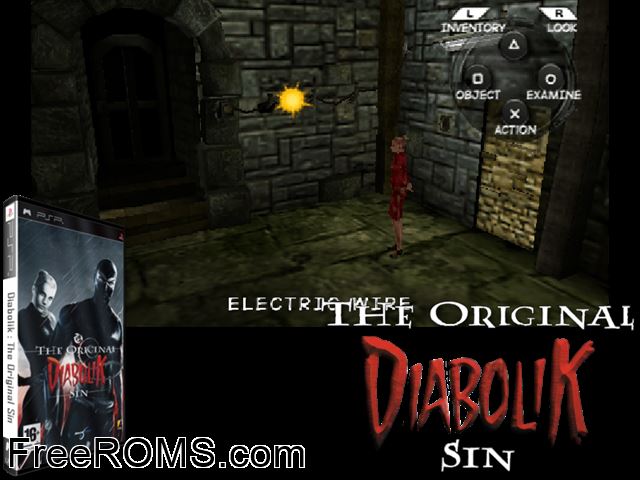 Diabolik - The Original Sin (Europe) PSP game showing 3D box cover and gameplay screenshot