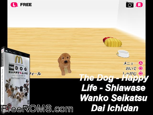 Dog - Happy Life, The (Mcdonalds Version) (Japan) PSP game showing 3D box cover and gameplay screenshot