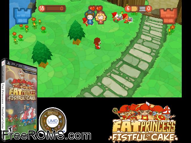 Fat Princess - Fistful of Cake (China) PSP game showing 3D box cover and gameplay screenshot