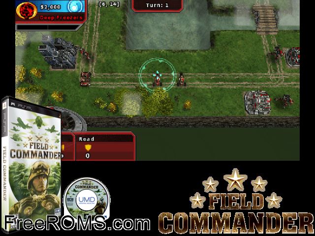 Field Commander PSP game showing 3D box cover and gameplay screenshot