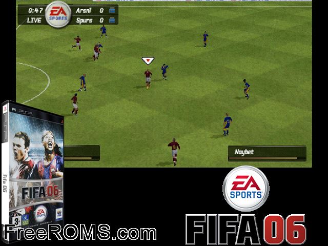 FIFA 06 (France) PSP game showing 3D box cover and gameplay screenshot