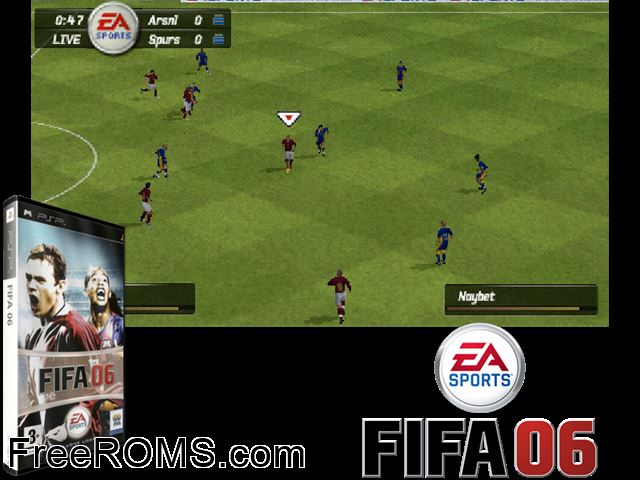 FIFA 06 (Spain) PSP game showing 3D box cover and gameplay screenshot