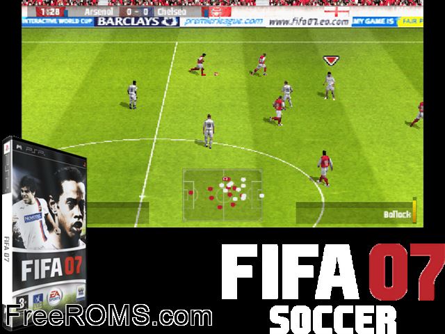 FIFA 07 (France) PSP game showing 3D box cover and gameplay screenshot