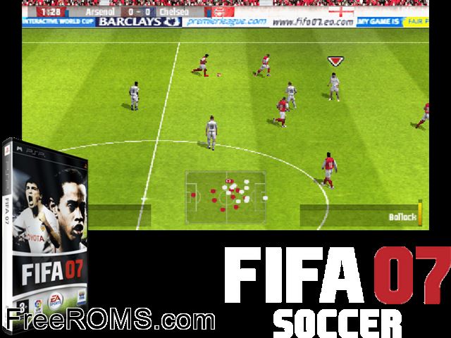 FIFA 07 (Spain) PSP game showing 3D box cover and gameplay screenshot