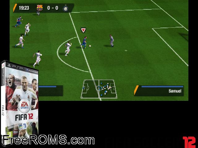 FIFA 12 (France) PSP game showing 3D box cover and gameplay screenshot