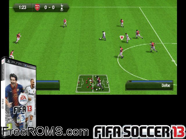 FIFA 13 France PSP game showing 3D box cover and gameplay screenshot