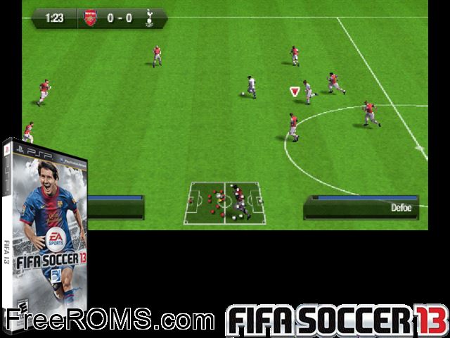 FIFA 13 Germany PSP game showing 3D box cover and gameplay screenshot