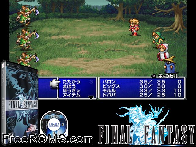 Final Fantasy PSP game showing 3D box cover and gameplay screenshot