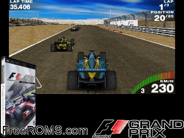 Formula 1 - 05 Portable PSP game showing 3D box cover and gameplay screenshot