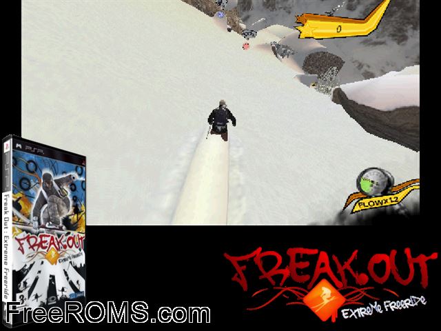 Freak Out - Extreme Freeride (Europe) PSP game showing 3D box cover and gameplay screenshot