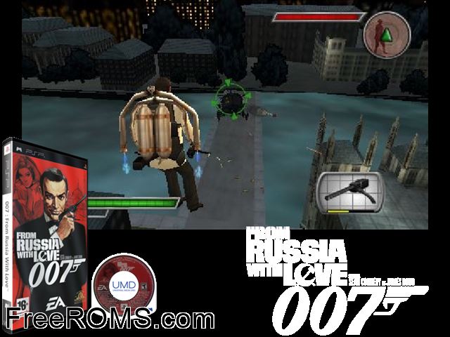 From Russia With Love - 007 (Europe) PSP game showing 3D box cover and gameplay screenshot