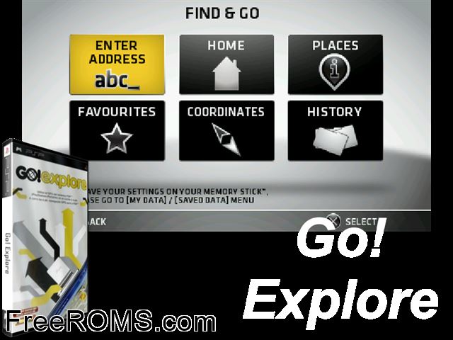 GoExplore Europe (M11) PSP game showing 3D box cover and gameplay screenshot