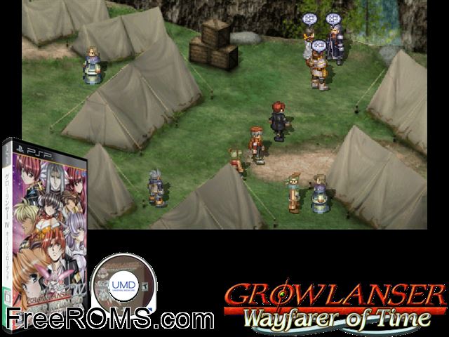 Growlanser IV - Over Reloaded (Japan) PSP game showing 3D box cover and gameplay screenshot