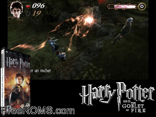 Harry Potter And The Goblet of Fire (Korea) PSP game showing 3D box cover and gameplay screenshot