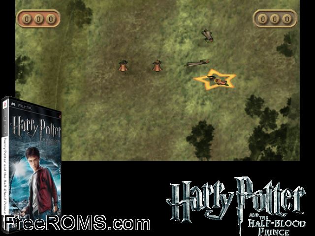 Harry Potter And The Half-Blood Prince PSP game showing 3D box cover and gameplay screenshot