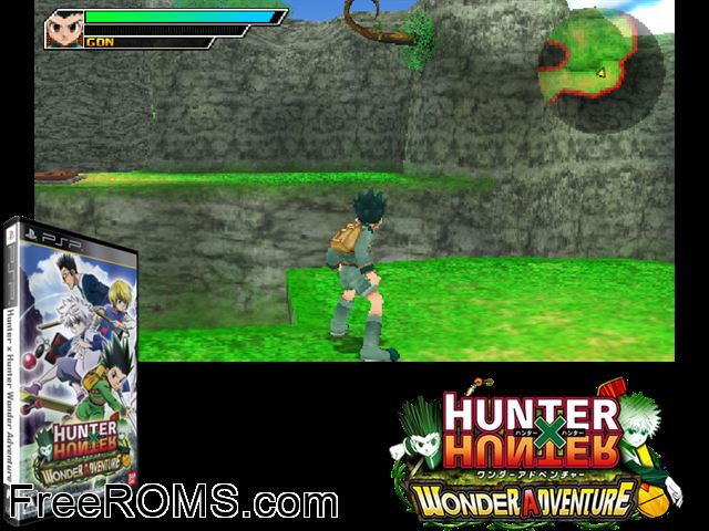 Hunter x Hunter - Wonder Adventure Japan PSP game showing 3D box cover and gameplay screenshot
