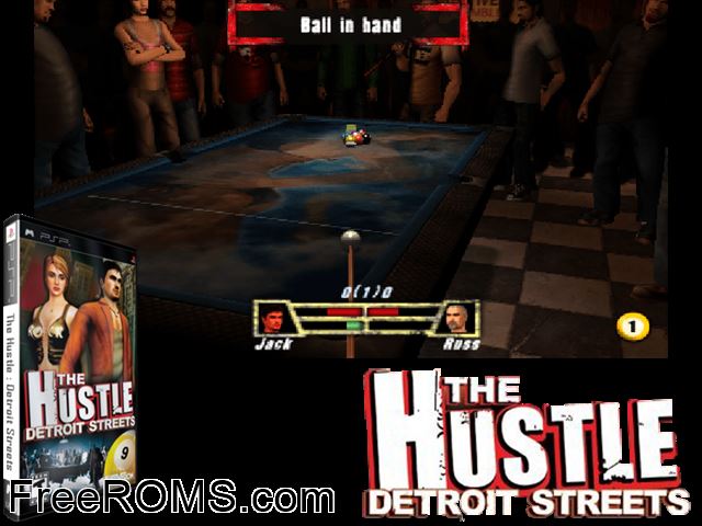 Hustle - Detroit Streets, The PSP game showing 3D box cover and gameplay screenshot
