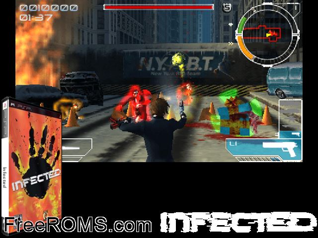 Infected PSP game showing 3D box cover and gameplay screenshot