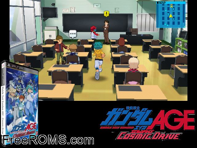 Kidou Senshi Gundam Age - Cosmic Drive (Japan) PSP game showing 3D box cover and gameplay screenshot