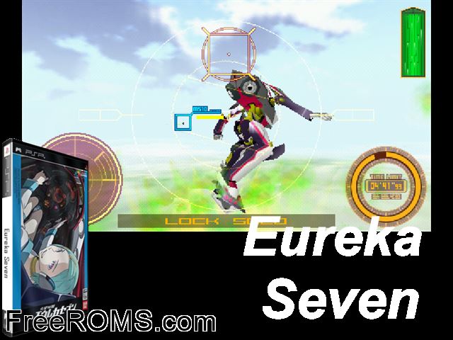 Koukyou Shihen - Eureka Seven (Japan) PSP game showing 3D box cover and gameplay screenshot
