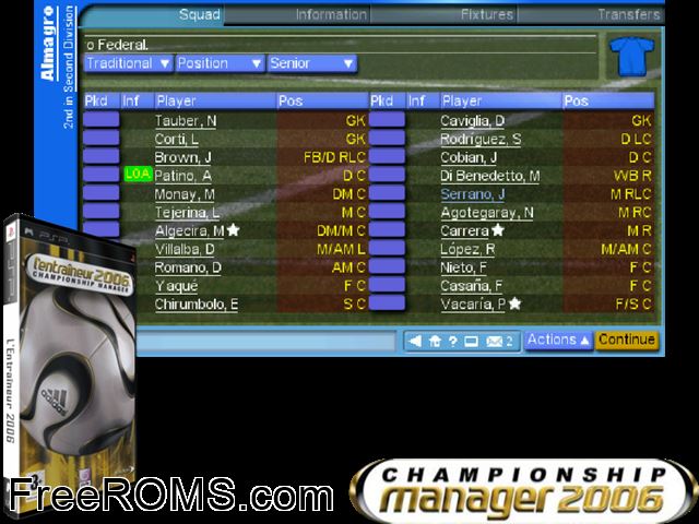 L' Entraineur 2006 - Championship Manager (France) PSP game showing 3D box cover and gameplay screenshot