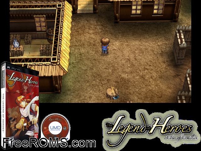 Legend of Heroes - a Tear of Vermillion, The PSP game showing 3D box cover and gameplay screenshot