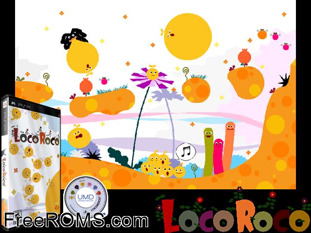 Loco Roco (China) PSP game showing 3D box cover and gameplay screenshot