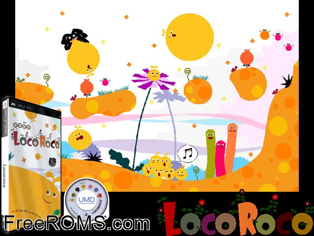 Loco Roco (Korea) PSP game showing 3D box cover and gameplay screenshot