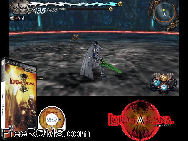 Lord of Arcana PSP game showing 3D box cover and gameplay screenshot
